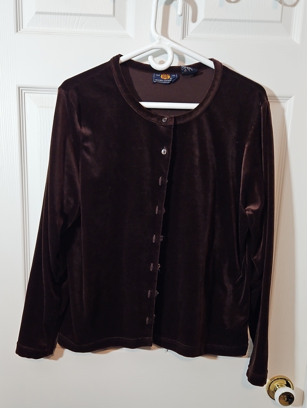 Route 66 Women's Velvet Button-Front Jacket in Chocolate Brown